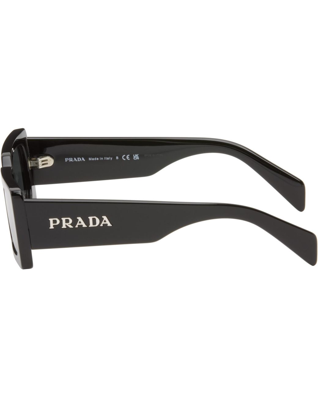 Prada Gray Rectangle Acetate Script Logo Sunglasses