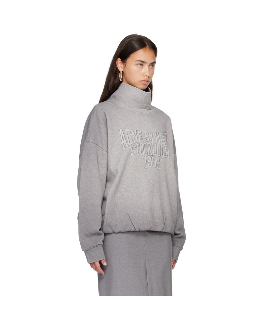 Acne Gray Fleece Logo Sweatshirt