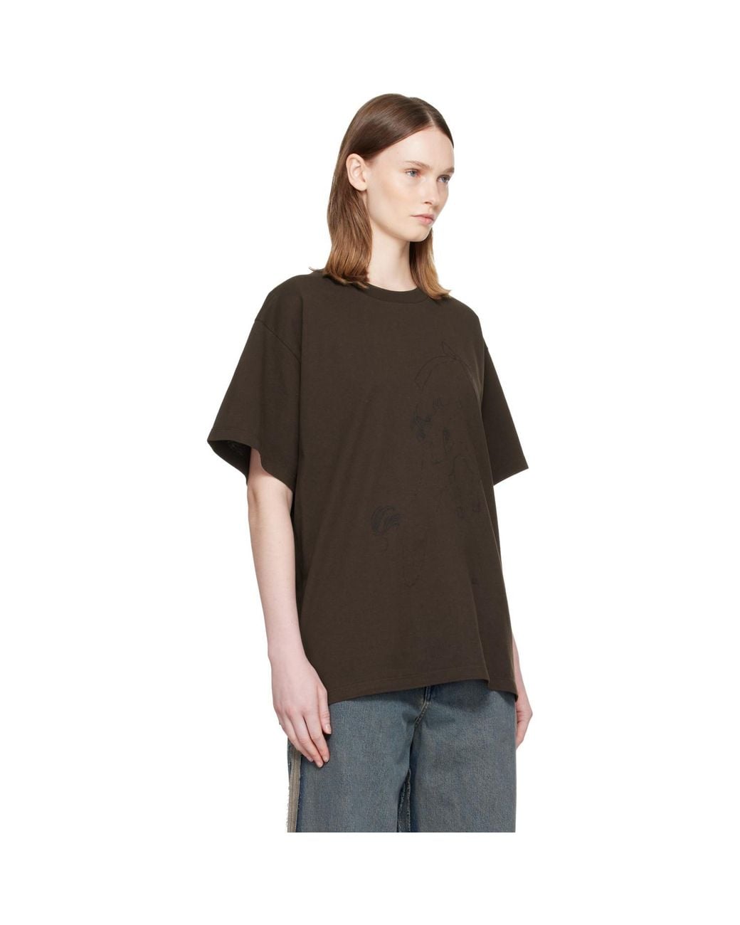 MM6 by Maison Margiela Black Horse Print Cotton T-Shirt