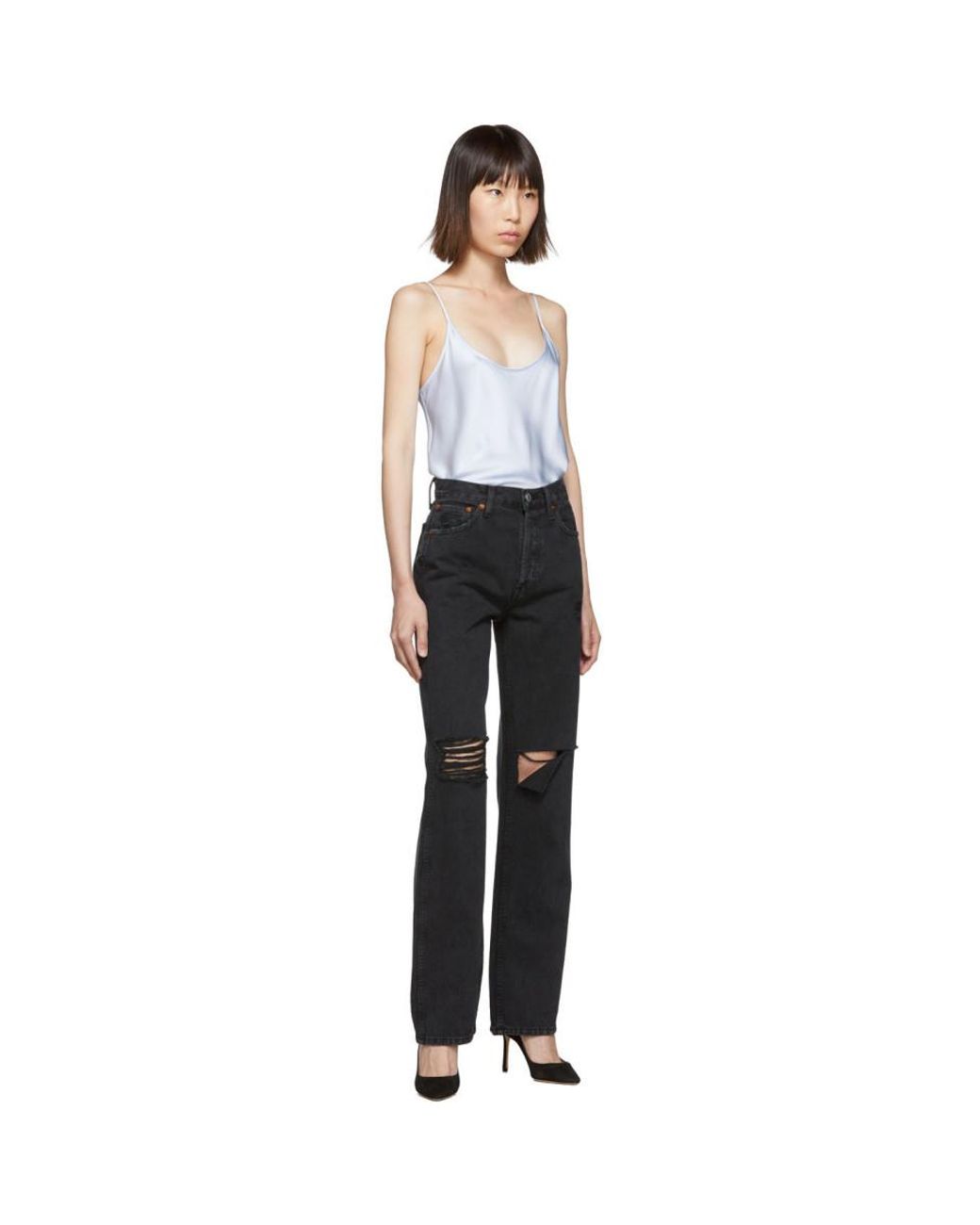 Black Rips High-rise Loose Jeans | Lyst