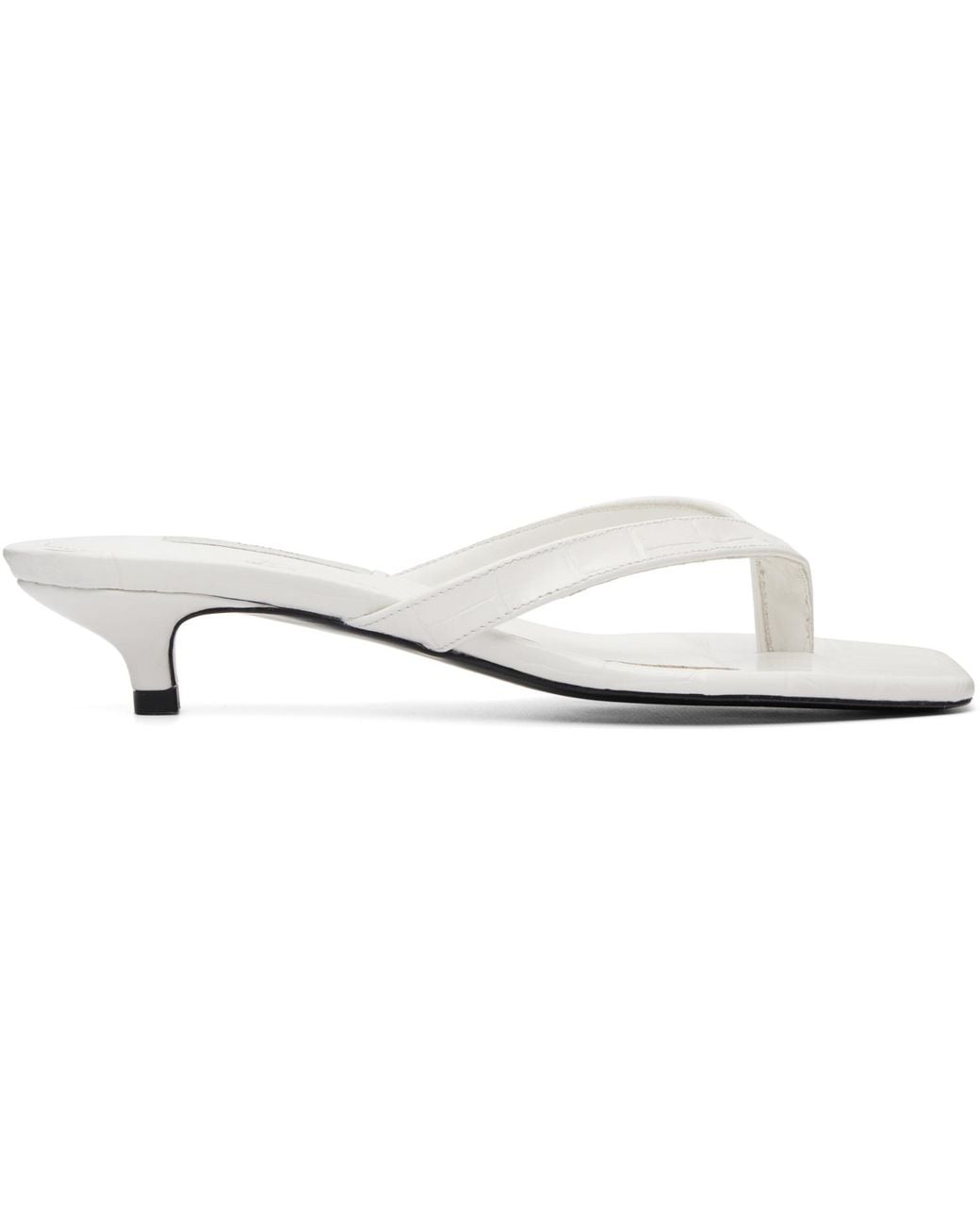 Totême Black Croco-Embossed Flip Flop Heeled Sandals
