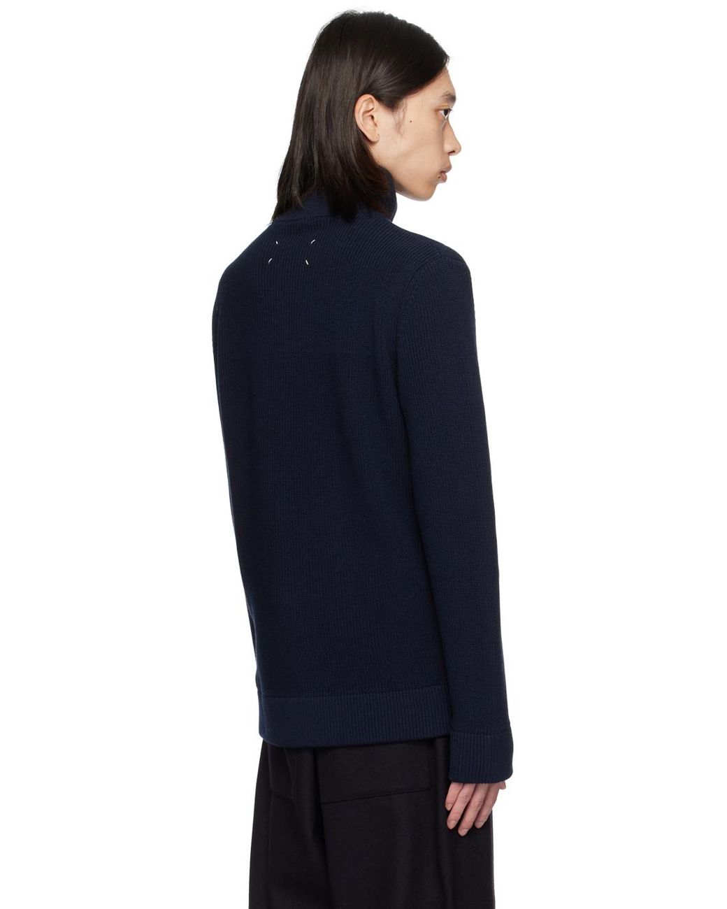 【送料&関税込】Maison Margiela Roll Neck Zipped Knit Sweate Margiela Style 2Way Zipper Cardigan Sweater High Neck Knit