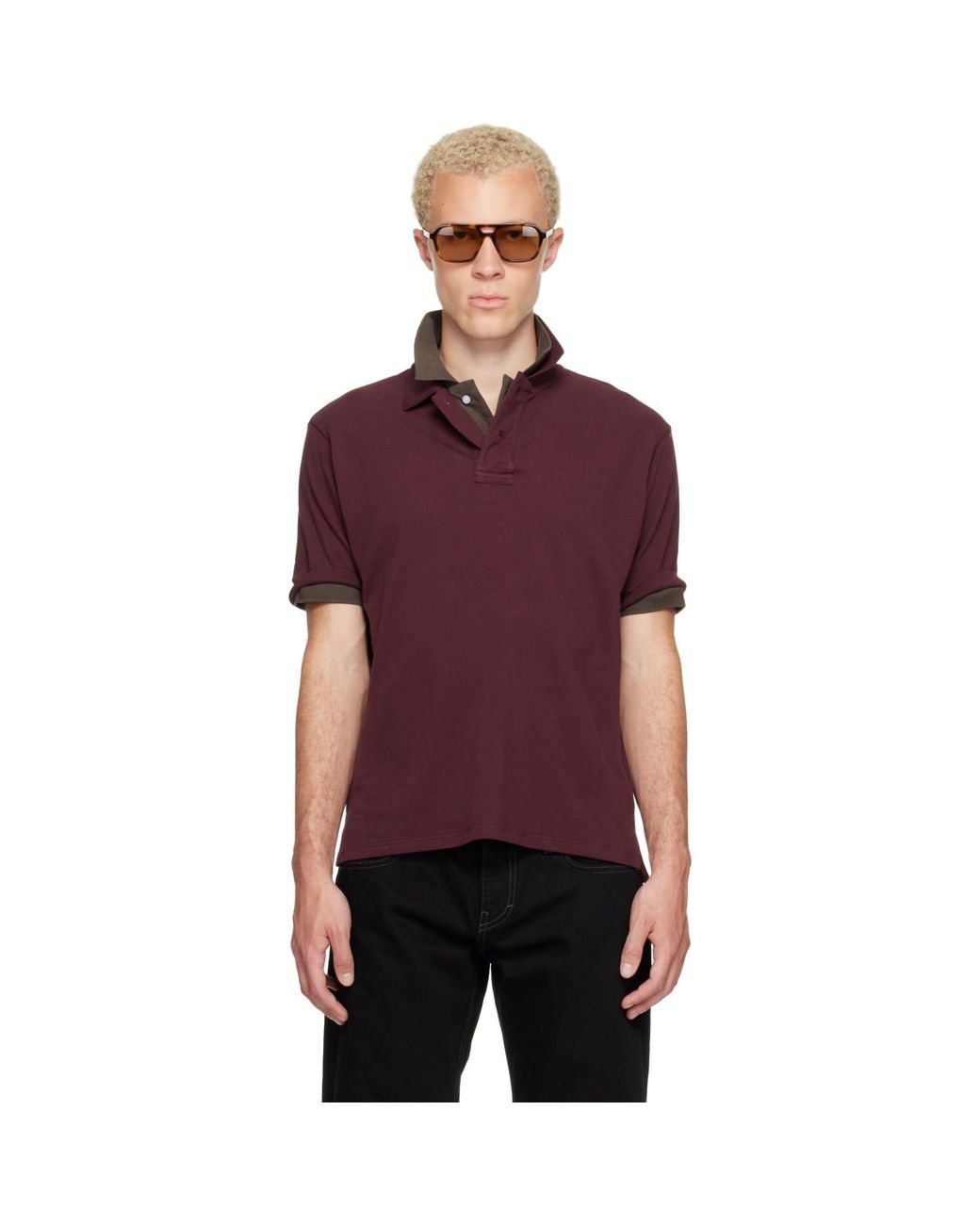 Raimundo Langlois Purple Burgundy Layered Polo for men