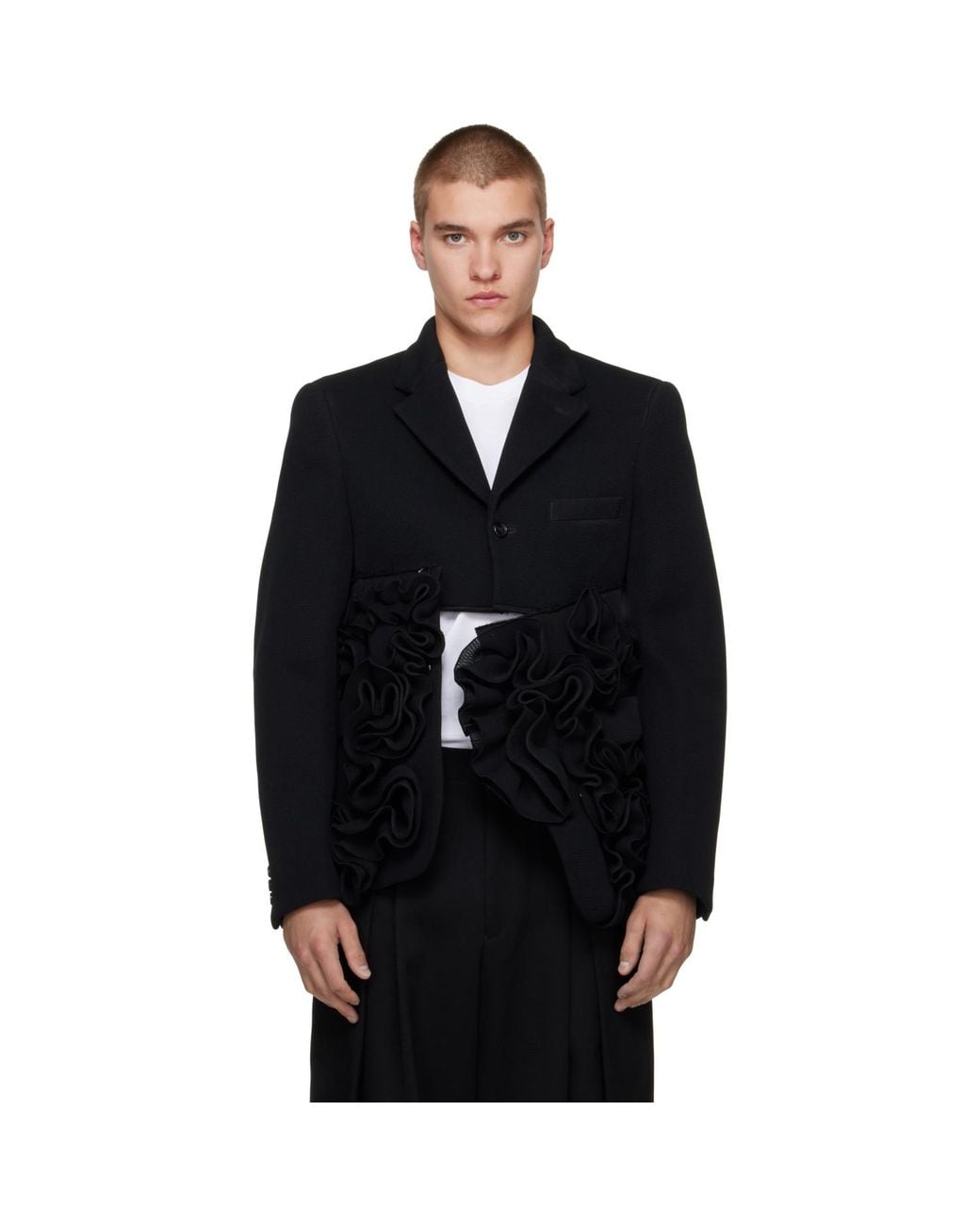 Comme des Garçons Black Polyester Double Raschel Blazer for men