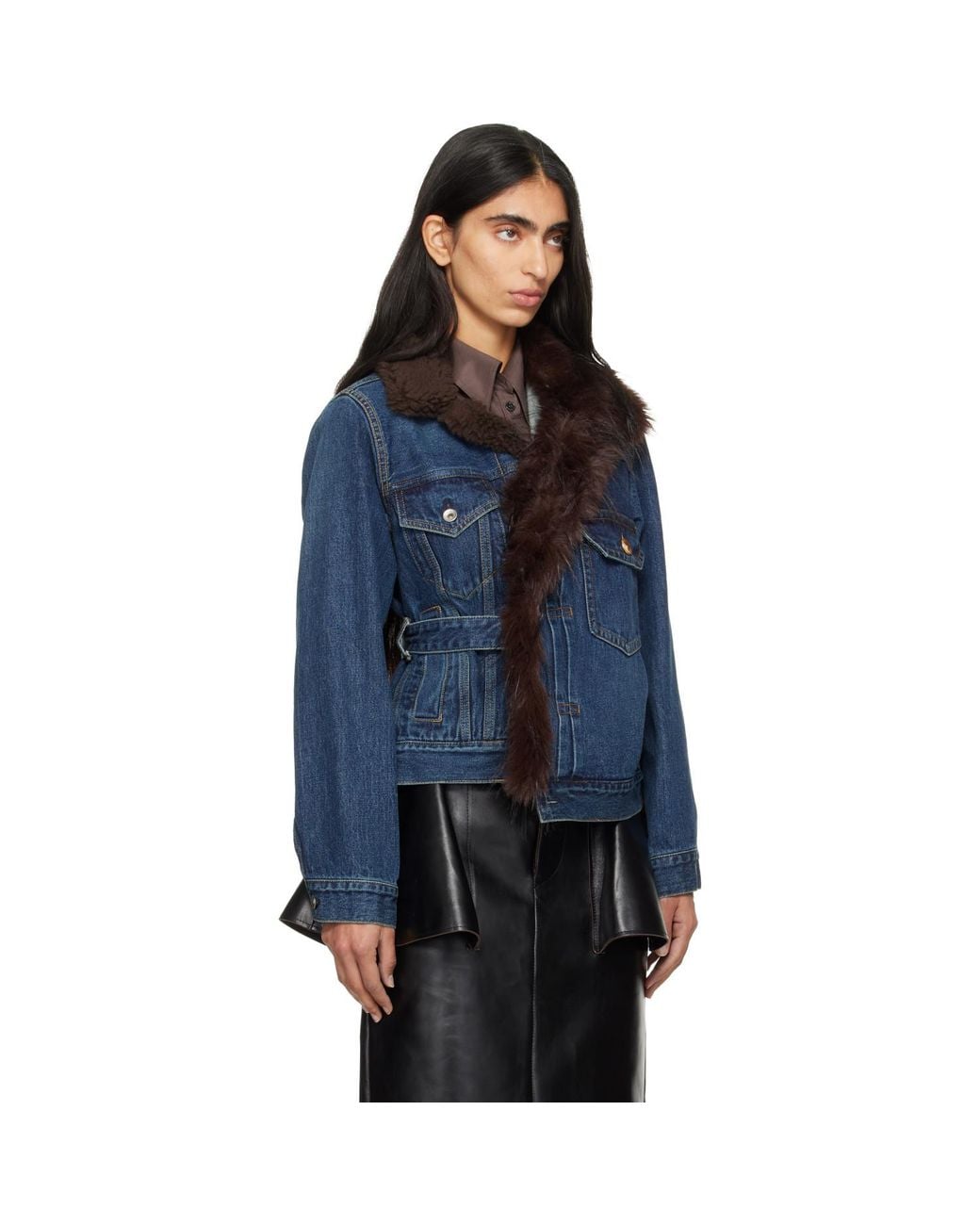 Sacai Blue Faux-Fur Denim Jacket