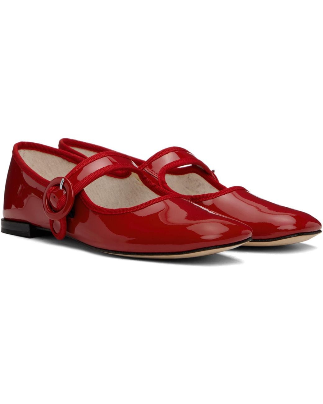 Repetto Red Georgia Square Toe Mary Jane Ballerina Flats