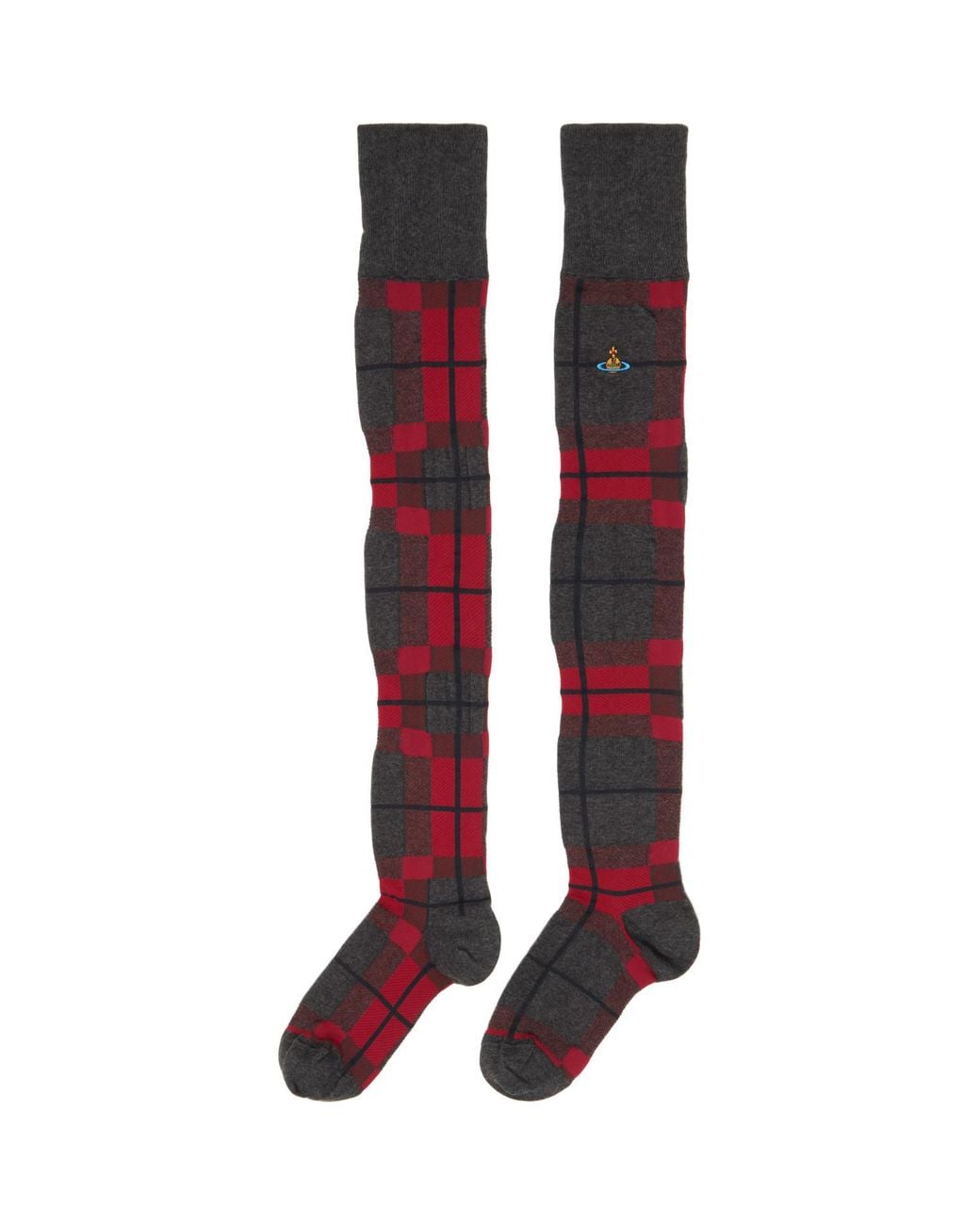 Vivienne Westwood Red Locharron Over The Knee Socks