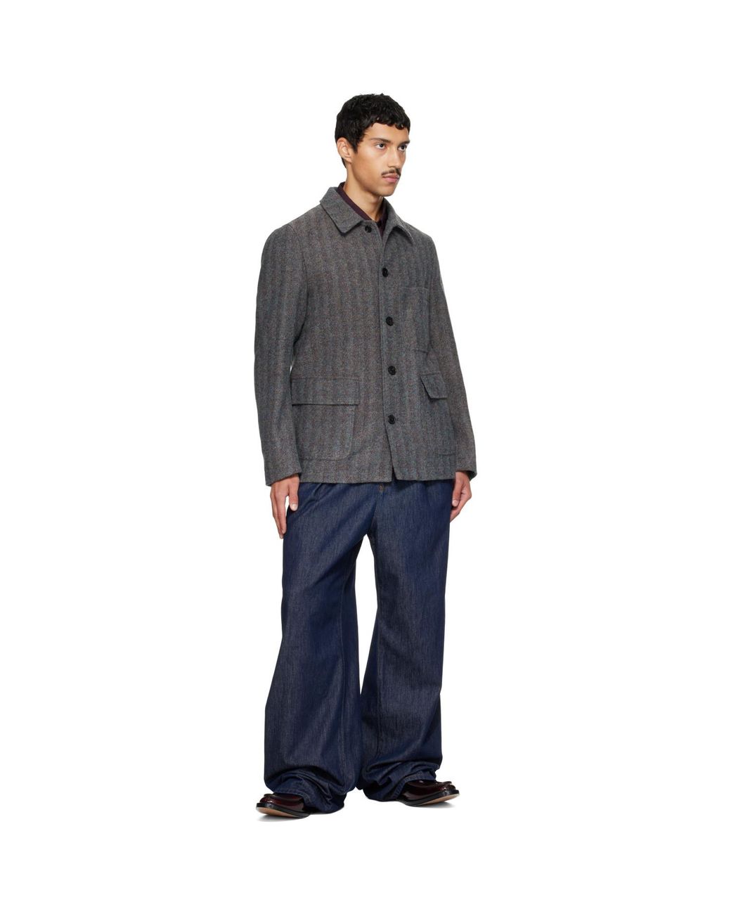 Dries Van Noten Gray Wool Jacket for men