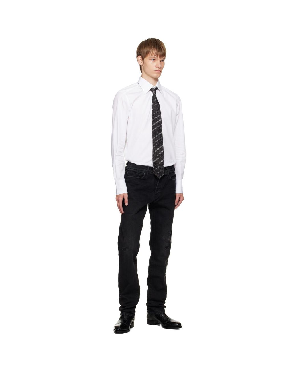 Tom Ford Black Micro Dot Weave Tie for men