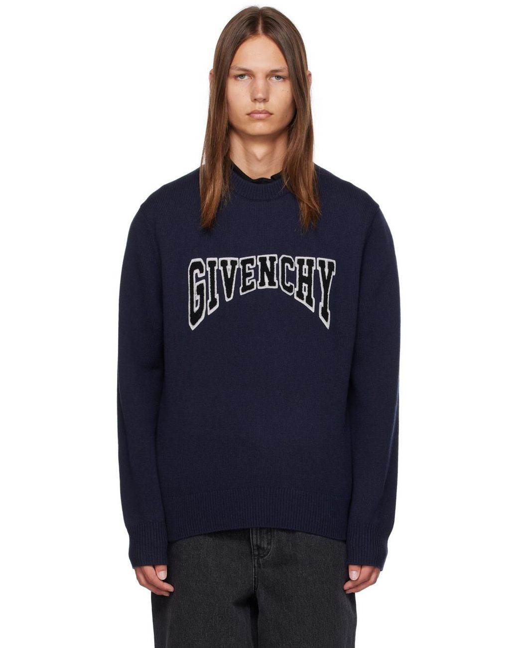 Givenchy Navy College Sweater in Blue for Men | Lyst UK