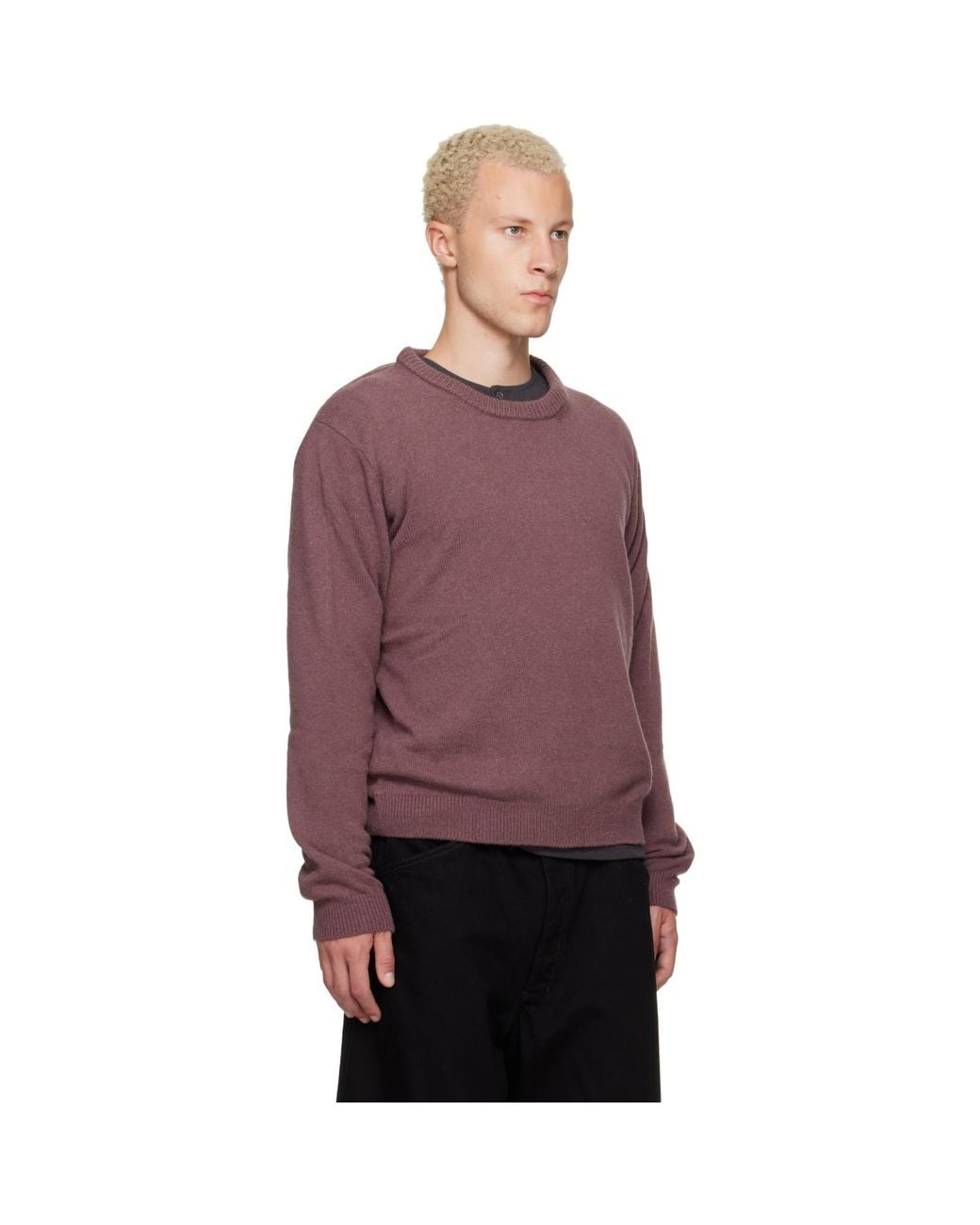 Lemaire Purple Crew-Neck Alpaca Wool Blend Sweater for men