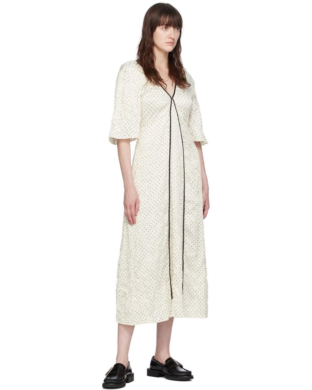 Ganni Black Off- Polka Dot Maxi Dress