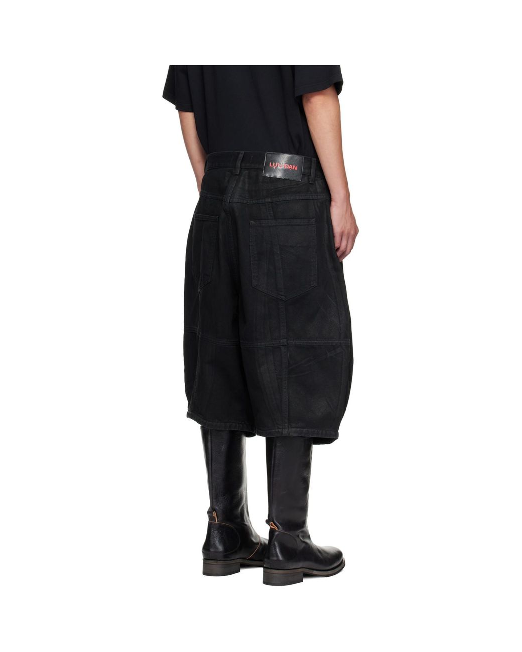 Lu'u Dan Black Puffa Shorts for men