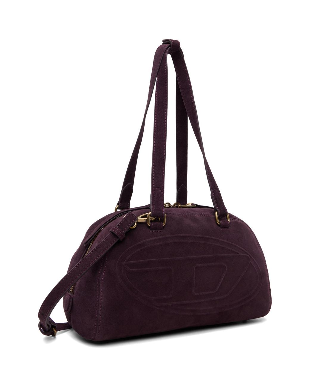 DIESEL Purple 1Dr Dome Oval D Logo Suede Shoulder Bag