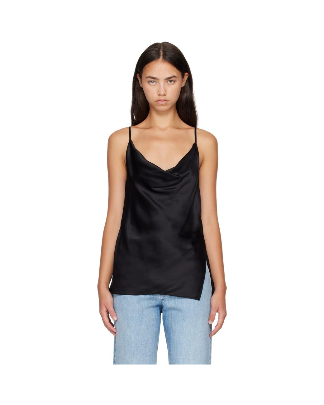 Acne Black Shiny Satin Top