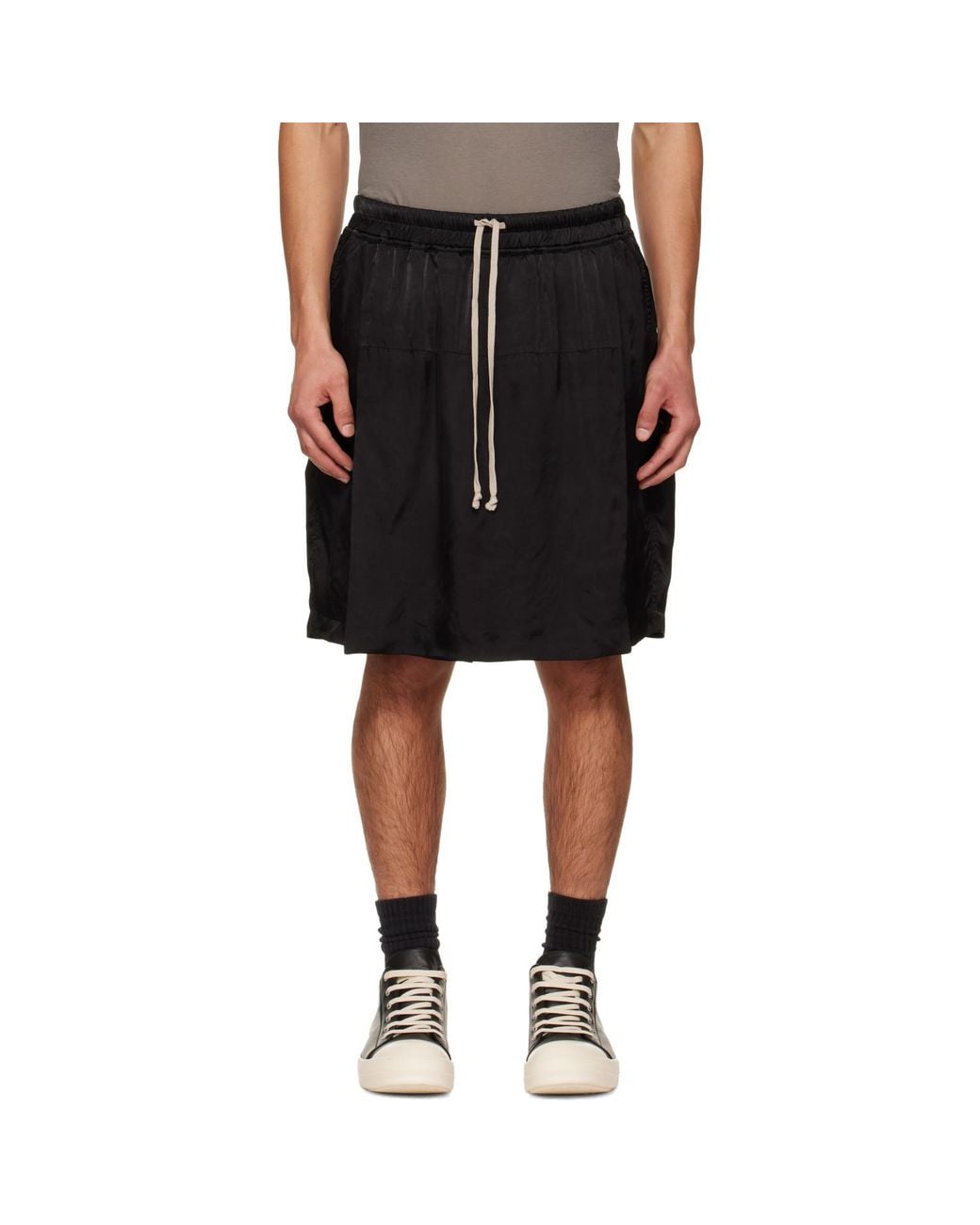 Rick Owens Black Temple Kilt Shorts for men