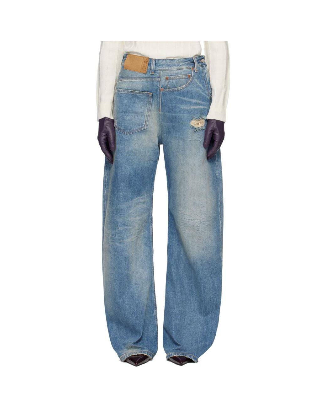 MM6 by Maison Margiela Blue Twist Wide Leg Jeans