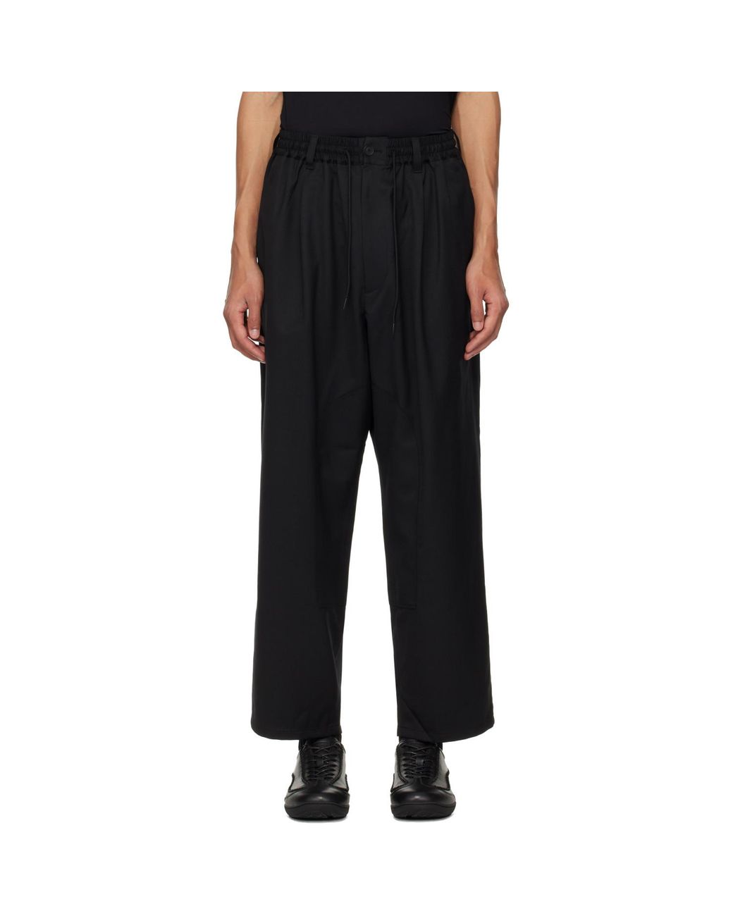 Y-3 Black Refined Wool Track Pants for men