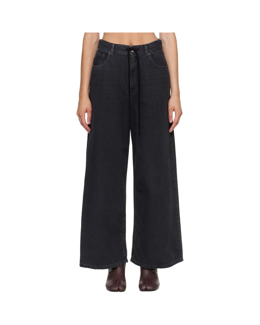 MM6 by Maison Margiela Black Drawstring Jeans