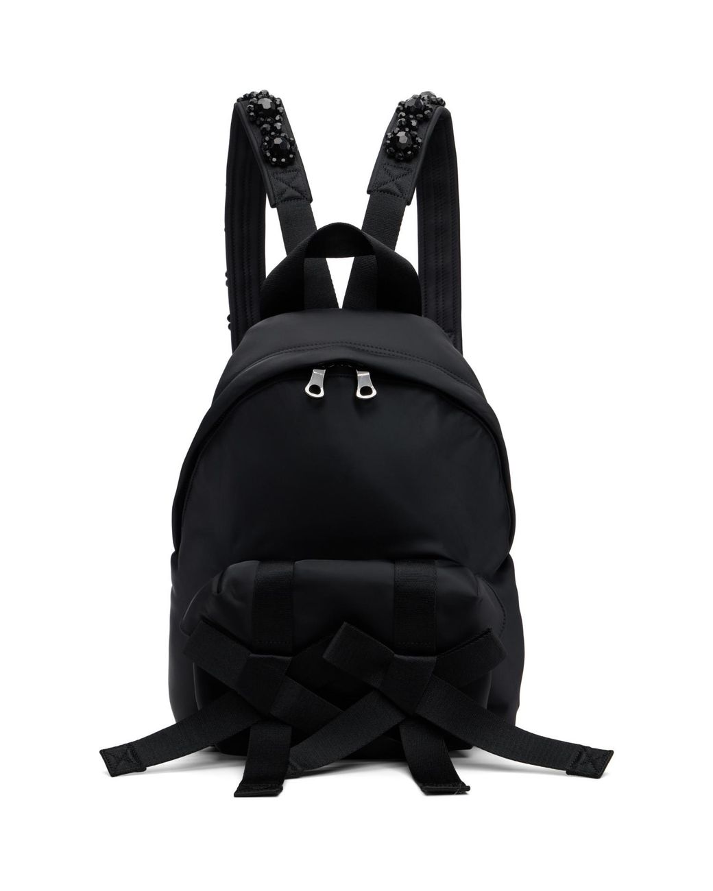 Simone Rocha Black Beaded Utility Bow Backpack for men