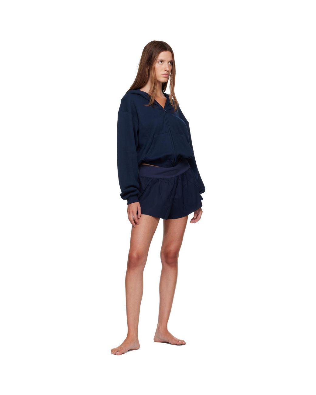 Skims Blue Woven Cotton Flutter Shorts