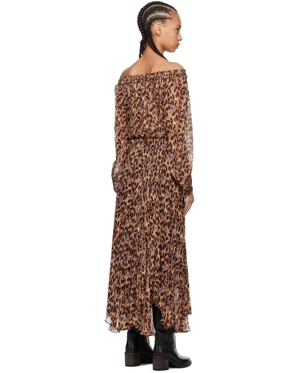 Isabel Marant Black Brown & Purple Volga Maxi Dress