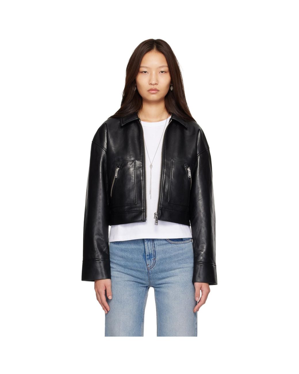 Anine Bing Black Assan Regenerated Leather Jacket
