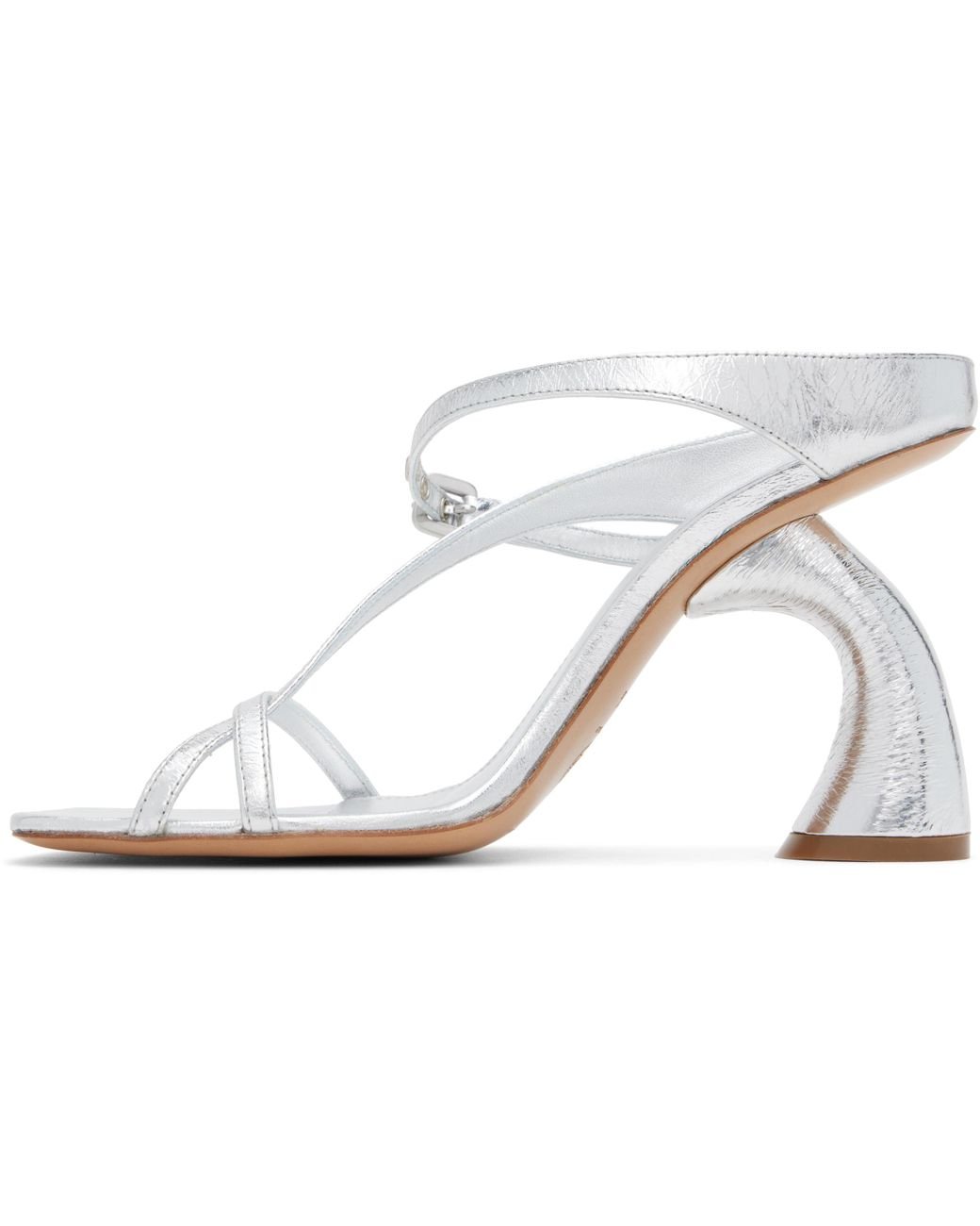 【Dries Van Noten】Strappy Sculptural ヒールサンダル Dries Van Noten シルバー Strappy Sculptural ヒールサンダル