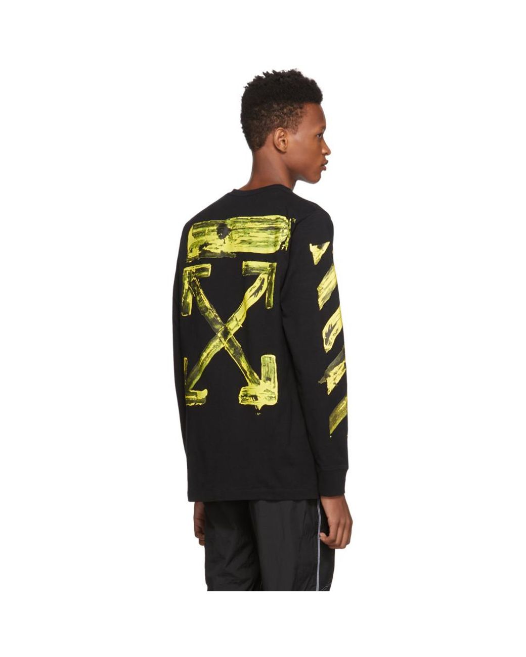 Off-White c/o Virgil Abloh Ssense Exclusive Black And Yellow Painted Arrows Long  Sleeve T-shirt for Men | Lyst