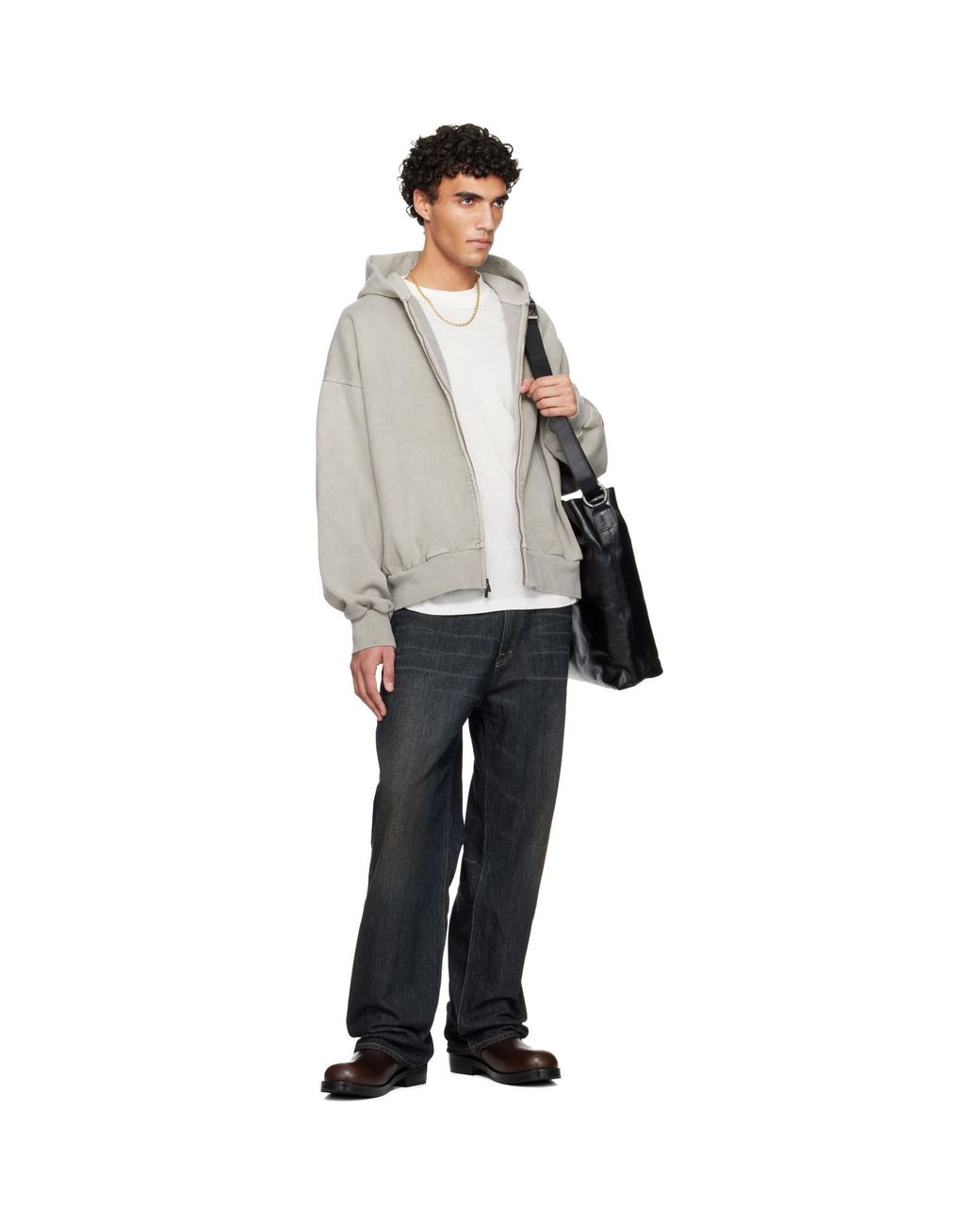 Fear Of God Gray Holiday Embroidered Classic Full Zip Hoodie for men