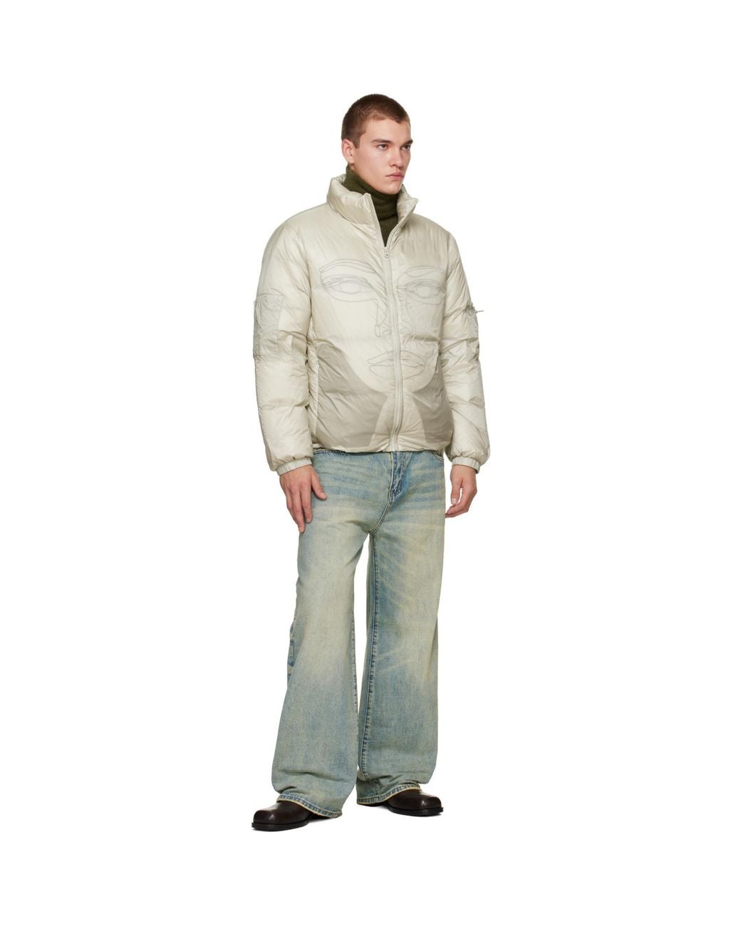 Kidsuper Gray 'Translucent Face' Down Jacket for men