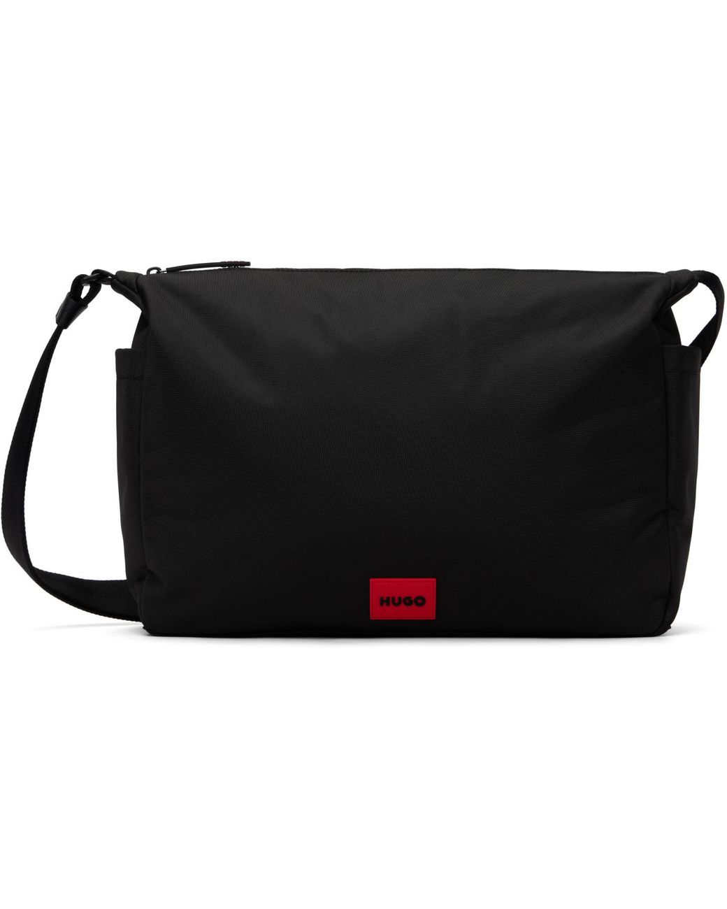 HUGO Black Canvas Messenger Bag for men