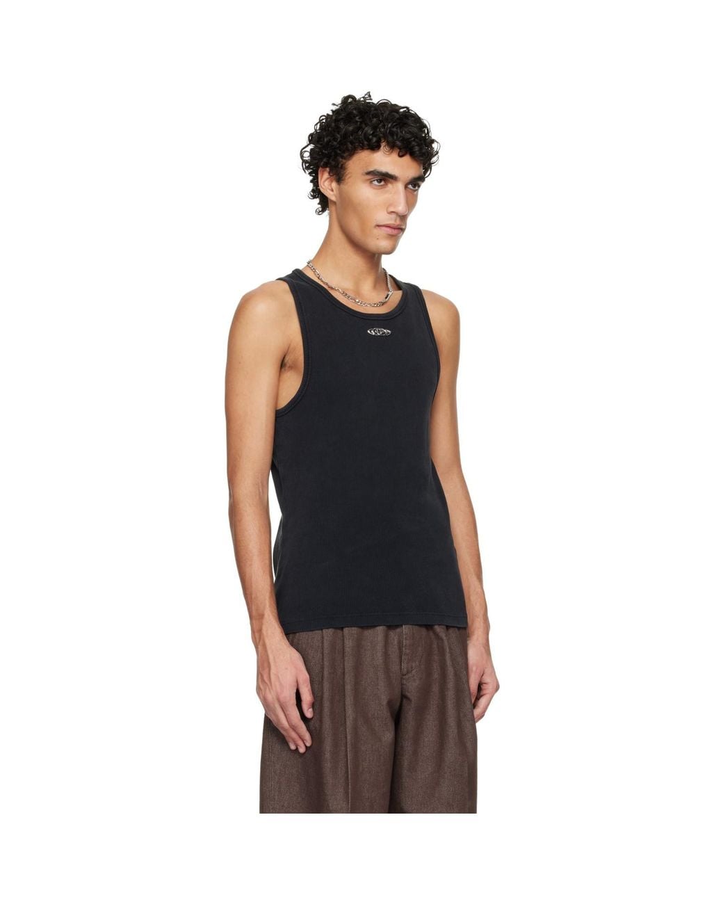 Casablanca Black Faded Ribbed Tank Top for men