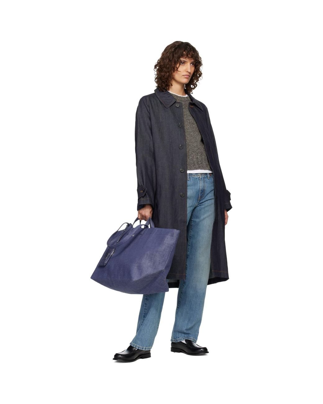 A.P.C. Blue 'Le Drummer' Toile Tote