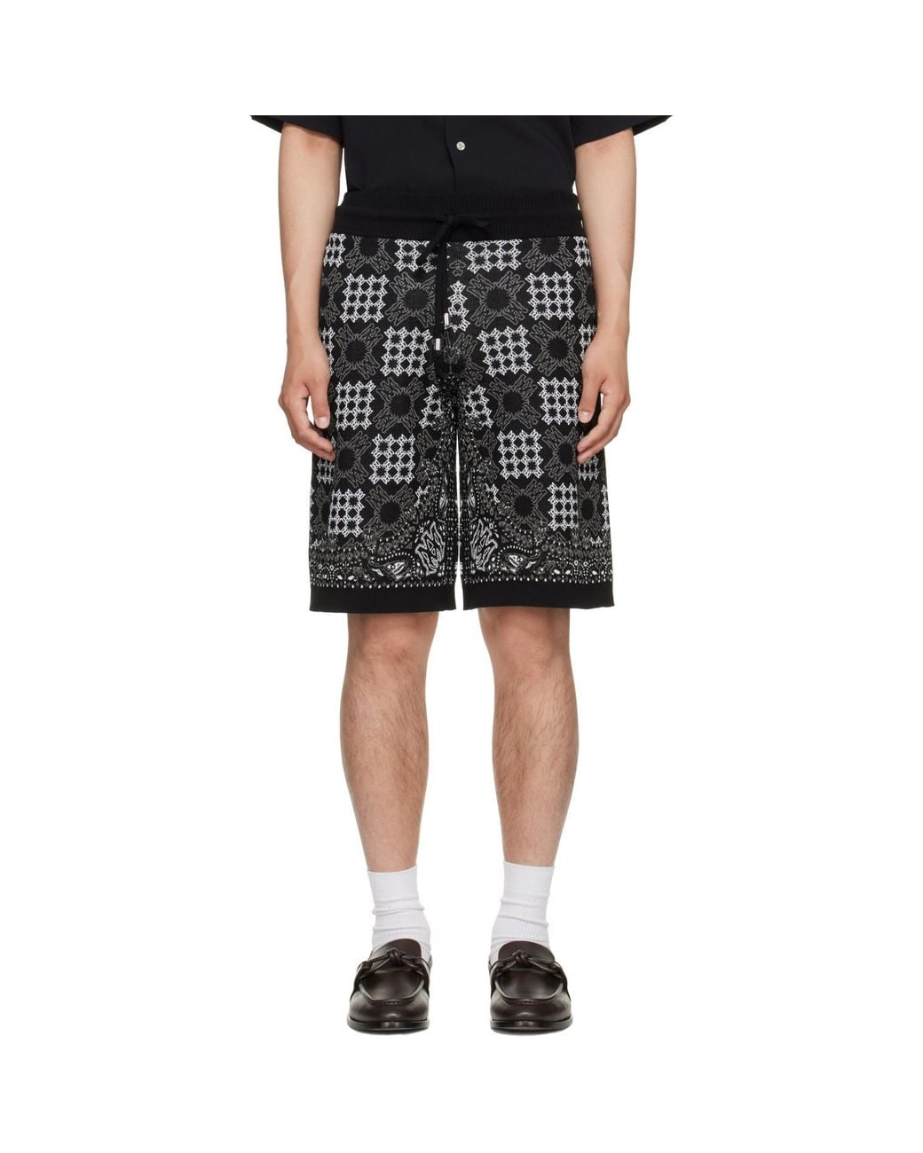 Amiri Black Quad Checker Track Shorts for men