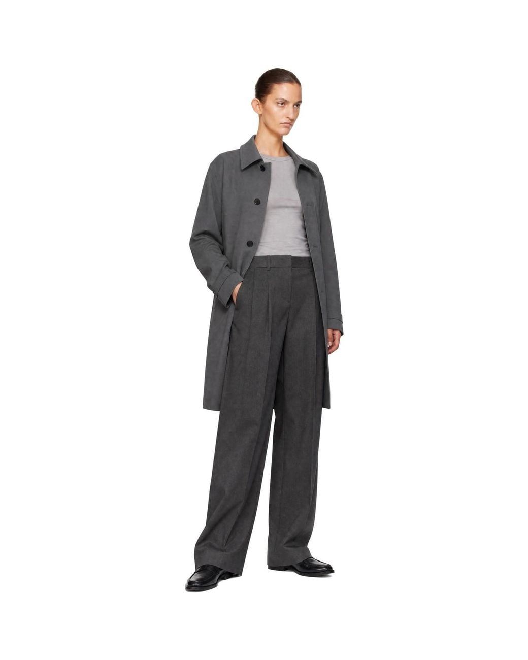 DUNST Black Pleated Semi-Wide Trousers