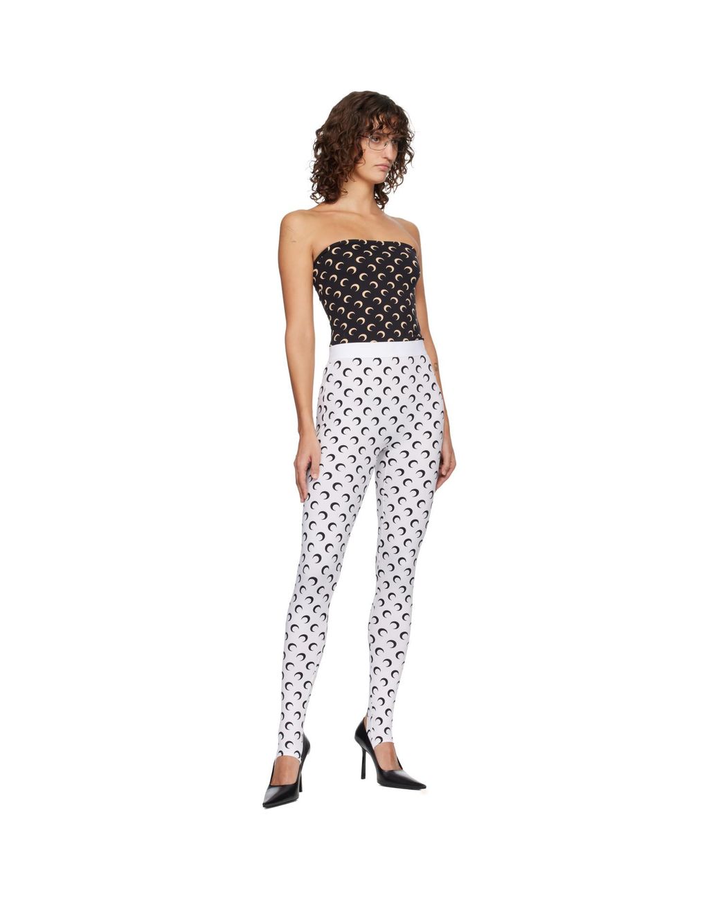 MARINE SERRE Black Recycled Moon Jersey Second Skin Tube Top