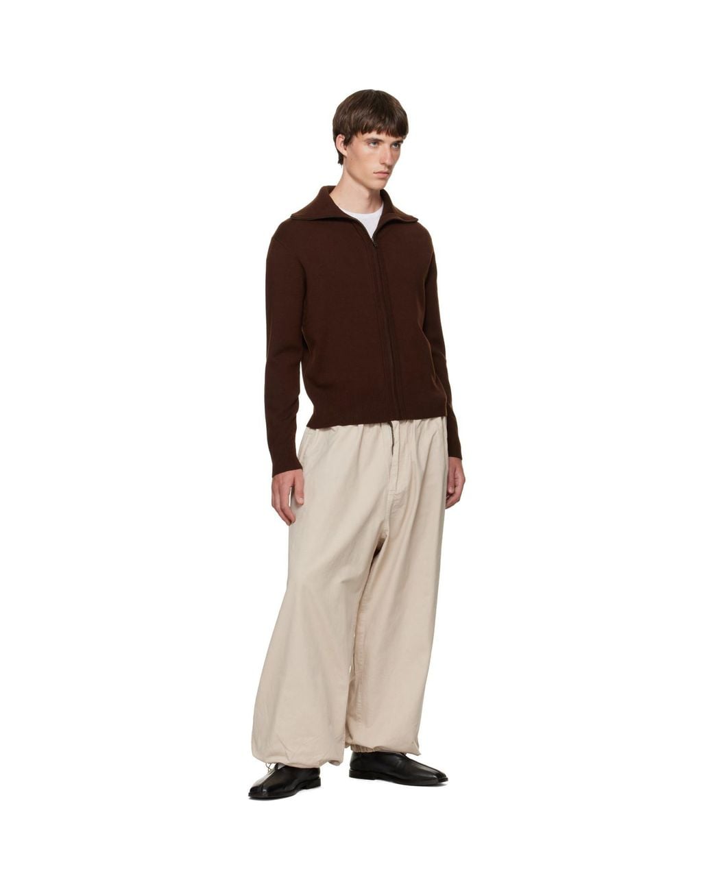 Entire studios Brown Knit Zip Up Cardigan for men
