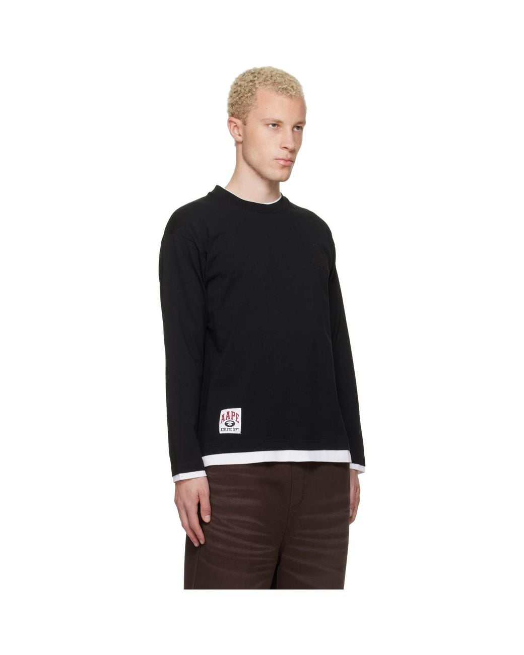 Aape By A Bathing Ape Black 'A' Long Sleeve T-Shirt for men