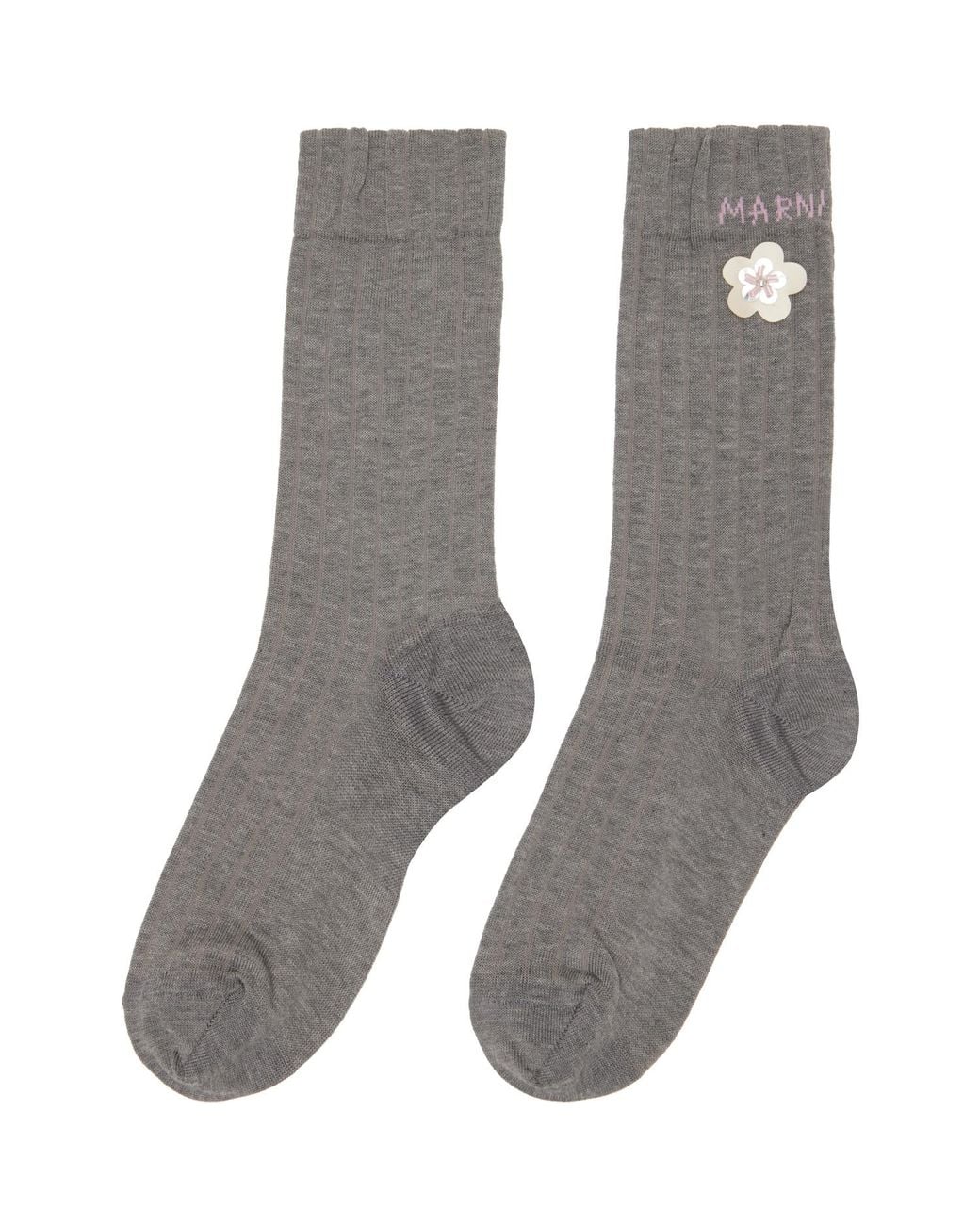 Marni Gray Daisy Applique Socks