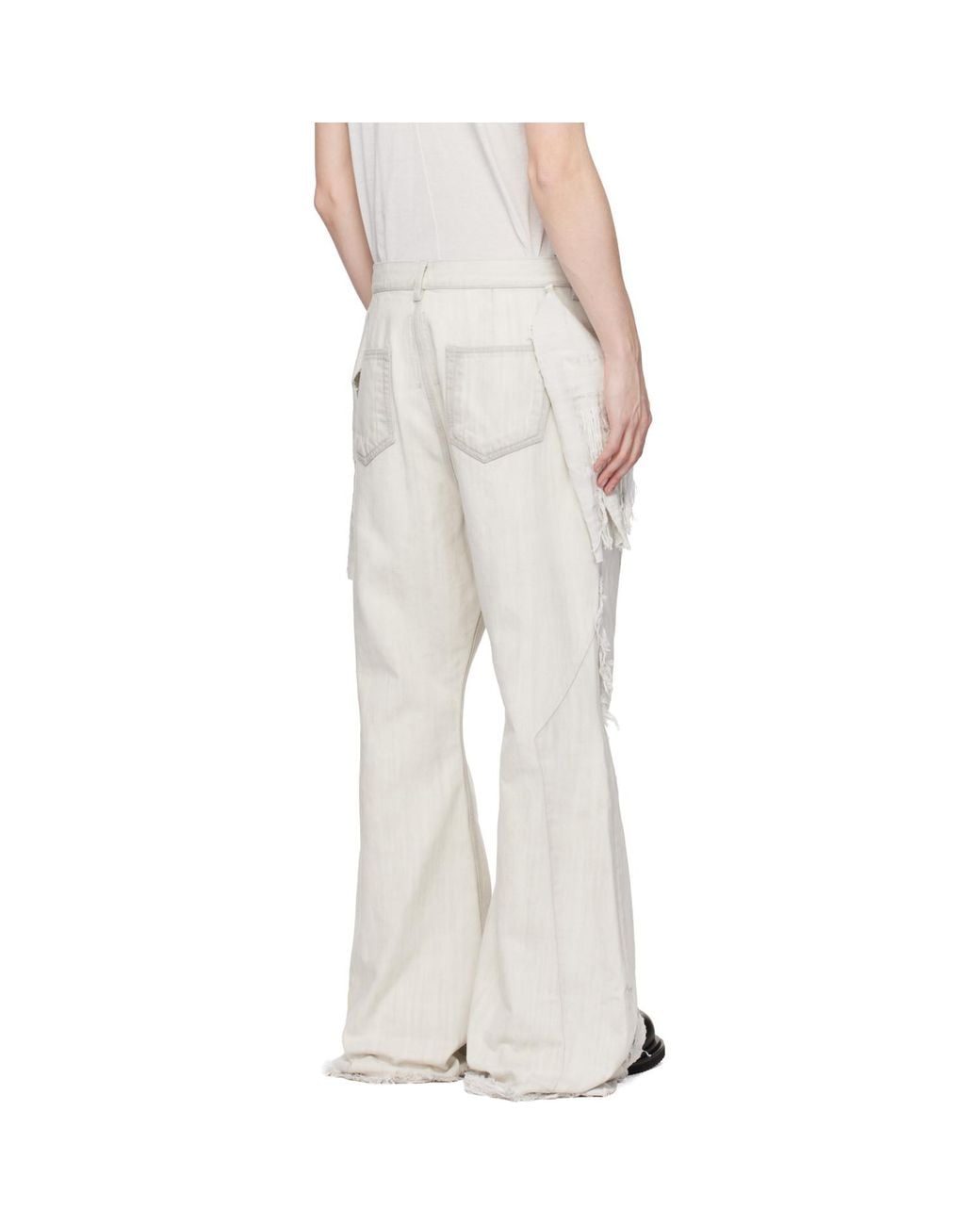 Rick Owens White Off- Temple Slivered Bootcut Jeans for men