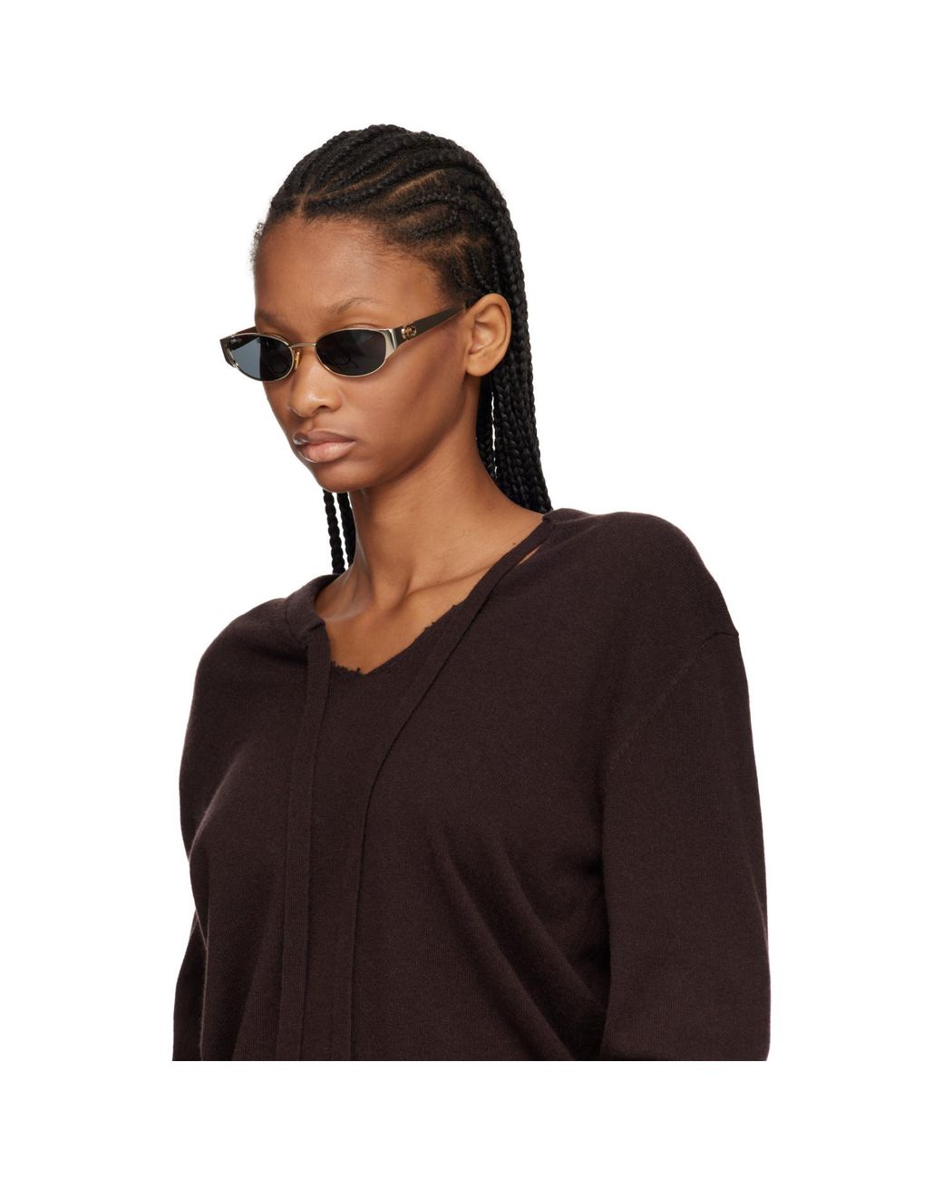 Gucci Gray Oval-Frame Sunglasses