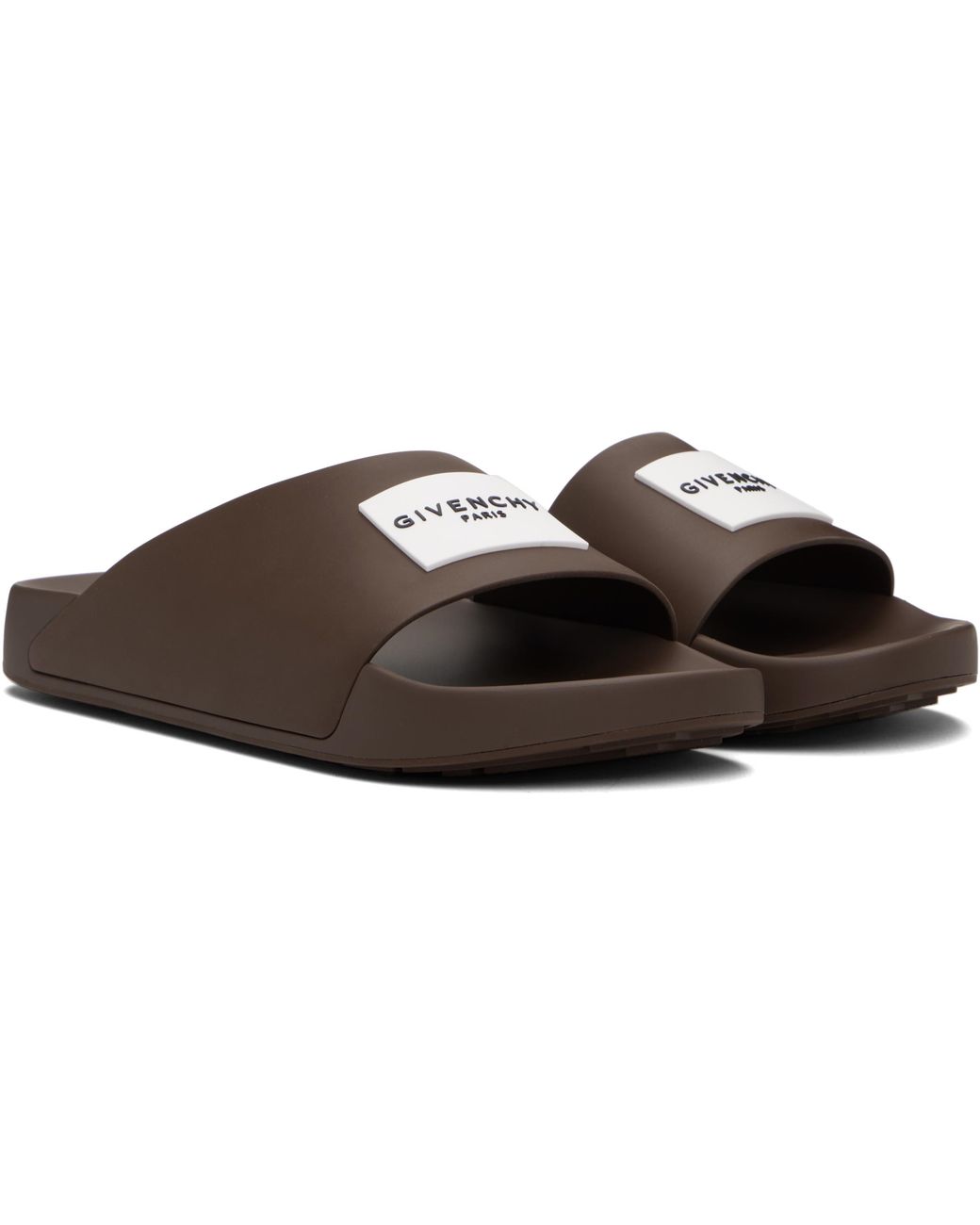 Sandales À Enfiler De Style Mule Brunes En Caoutchouc À Écusson À Logo Givenchy pour homme en coloris Black