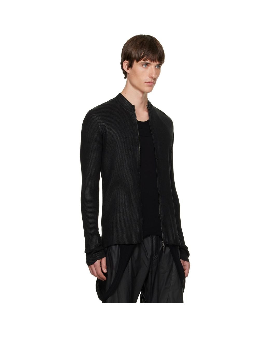 Julius Black Skinny Zip Sweater for men