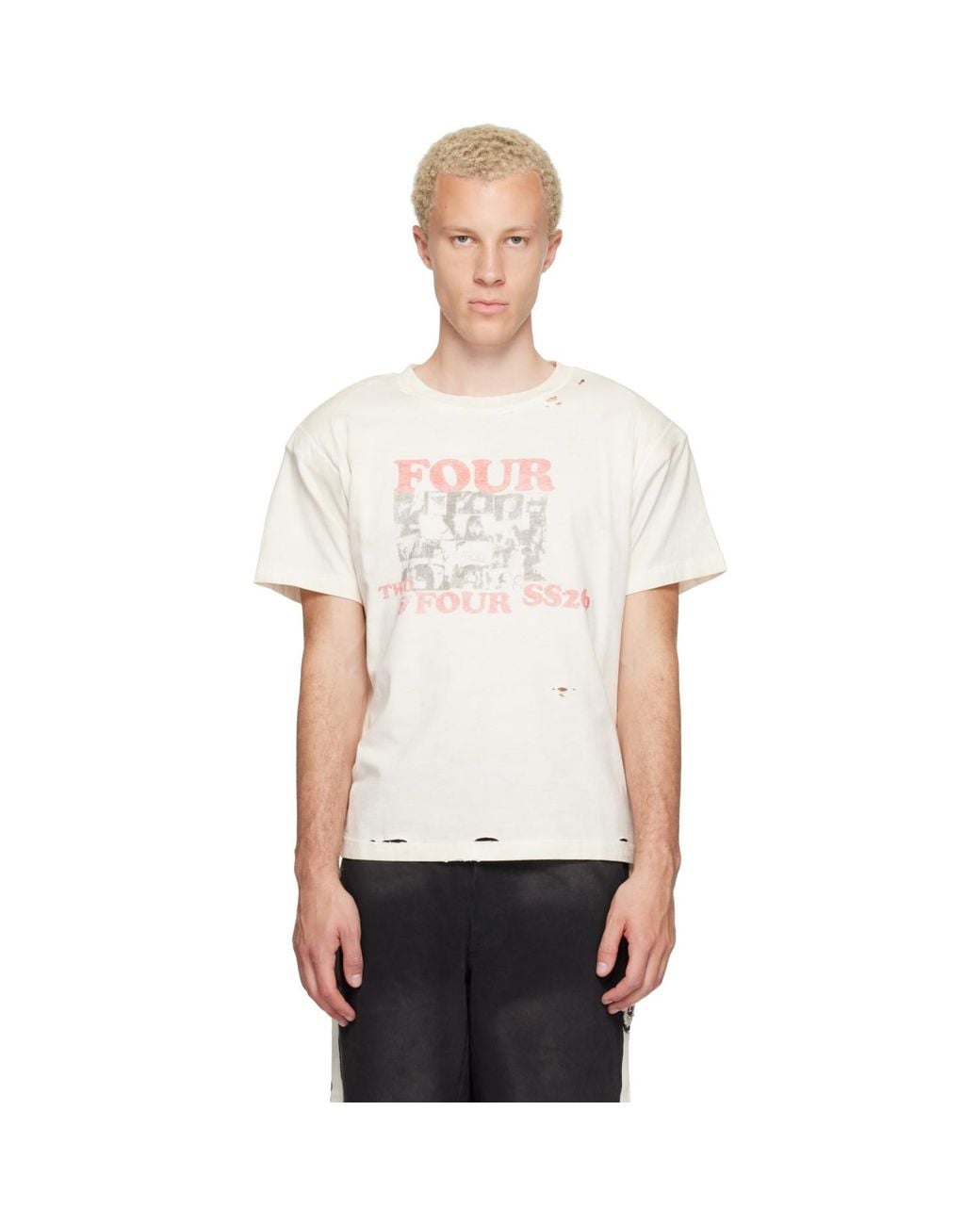424 White Off- Collage Rolling Stones T-Shirt for men