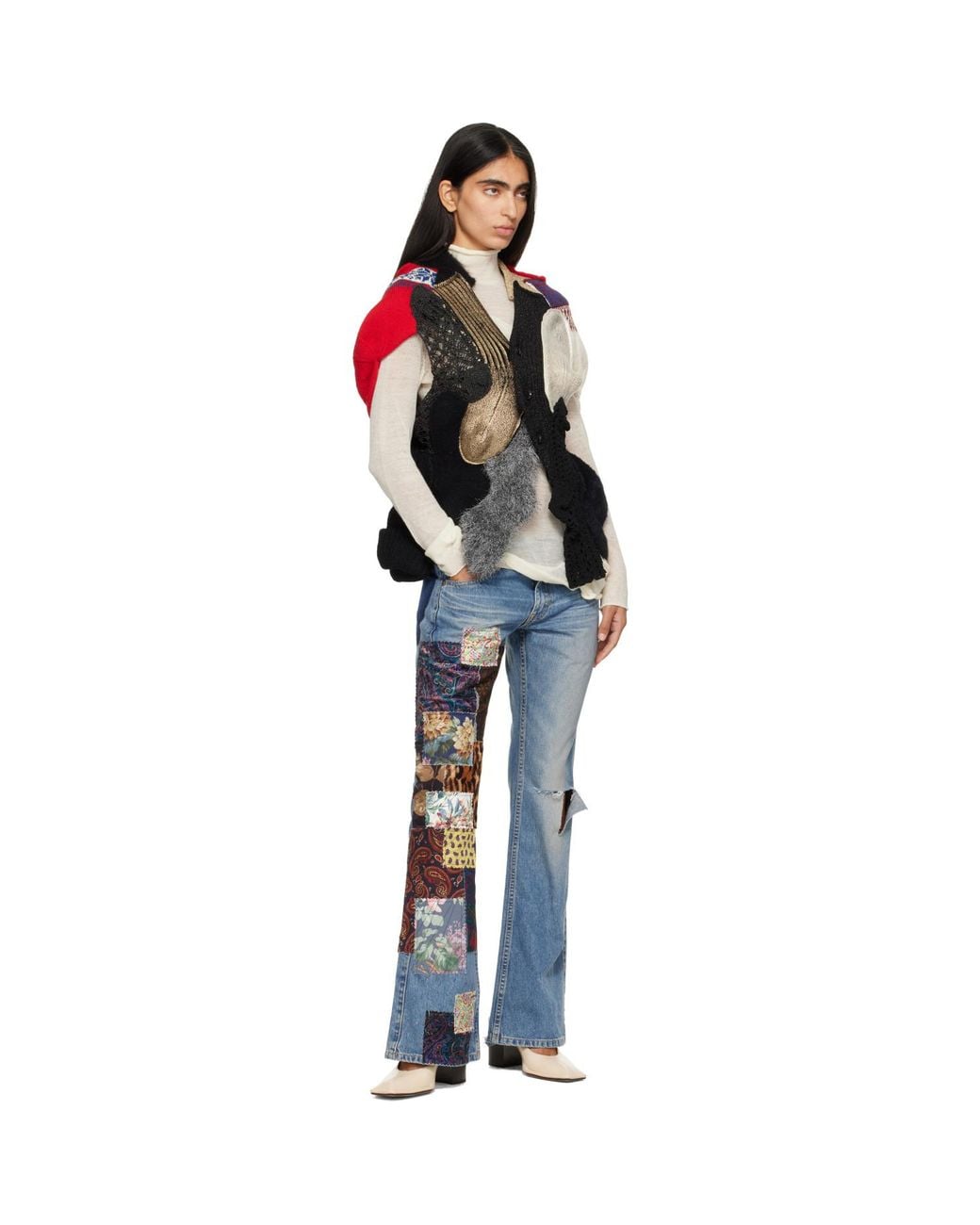 Junya Watanabe Black Patchwork Cardigan