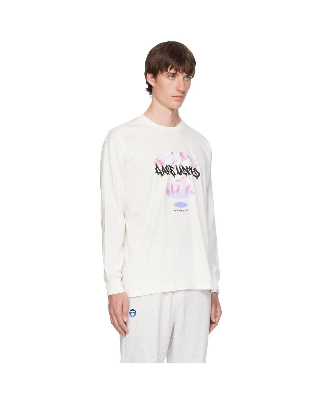 Aape By A Bathing Ape White Aape Main Skate Long T-Shirt for men