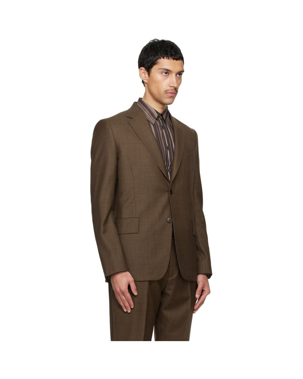 Paul Smith Brown Two-Piece 'The Brierley' Sharkskin Wool Suit for men