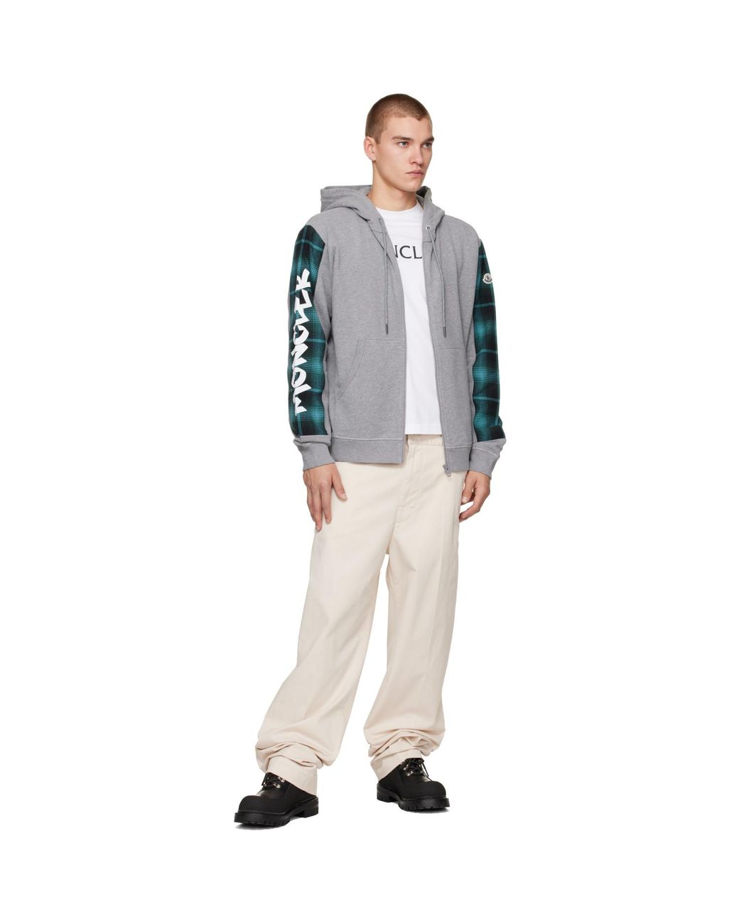 Moncler Genius Gray Moncler X Fragment Zip-Up Hoodie for men