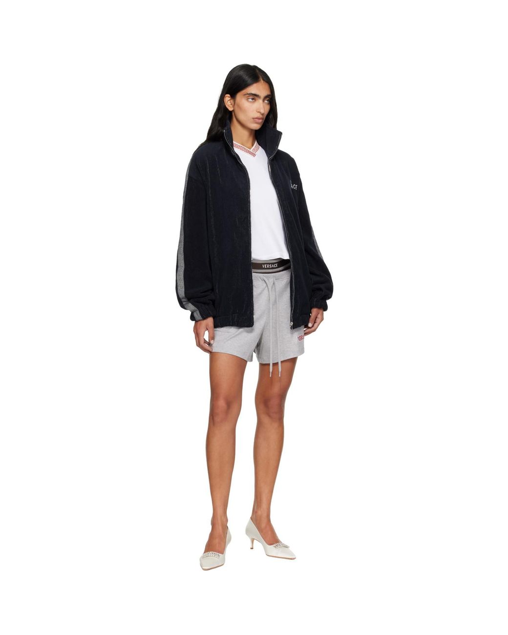 Versace Black Cotton-terry Jacquard Zip Jacket